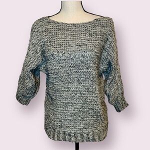 Staring At Stars 3/4 Sleeve Pullover Sweater Black Cream Marled Knit Size Small